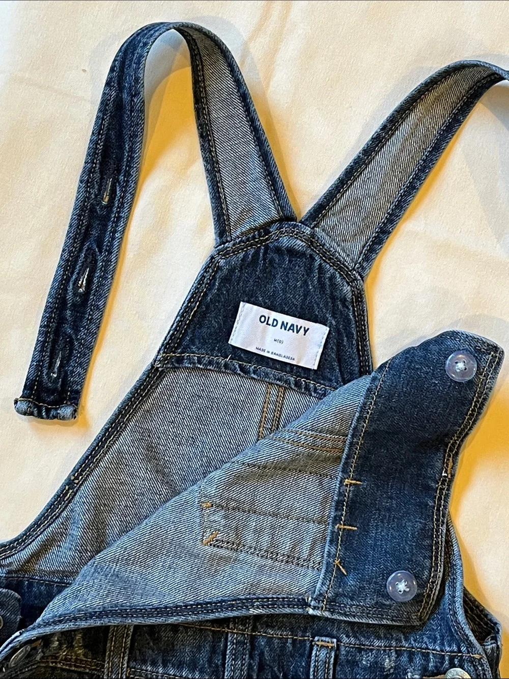 Kids Denim Short Bib Overalls - Dark Blue Adjustable Straps